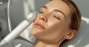 Sesión de radiofrecuencia facial en cabina para reafirmar la piel del rostro